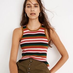 Madewell Bayford Striped Sweater Tank Top Merino Wool Cotton Blend Womens XXS